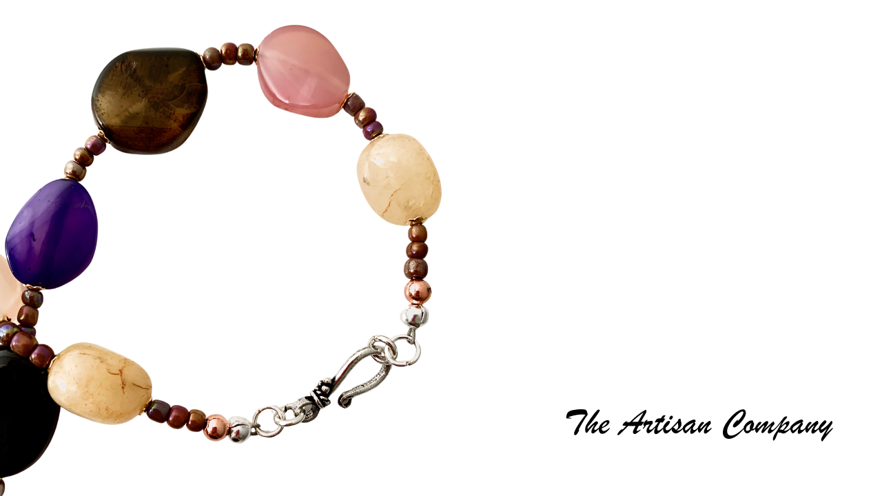 Agate Stone & Golden Quartz Necklace