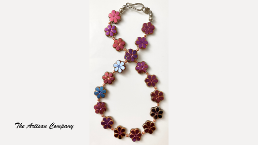 Table Cut Flower Bead Necklace and Earrings