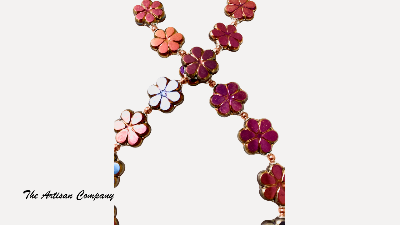 Table Cut Flower Bead Necklace and Earrings