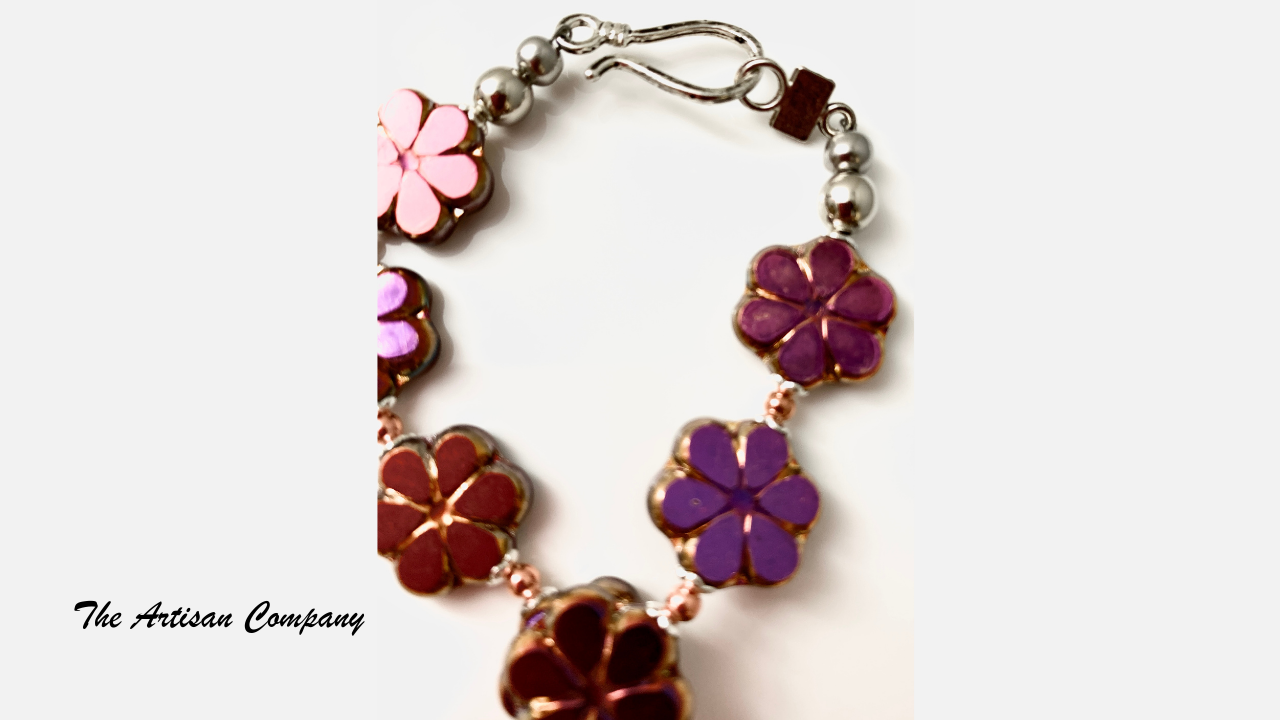 Table Cut Flower Bead Necklace and Earrings