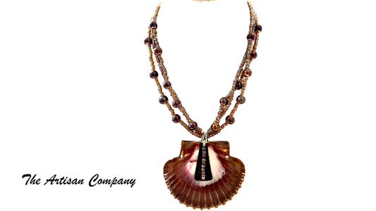 Bronze Pearl & Scallop Shell Necklace