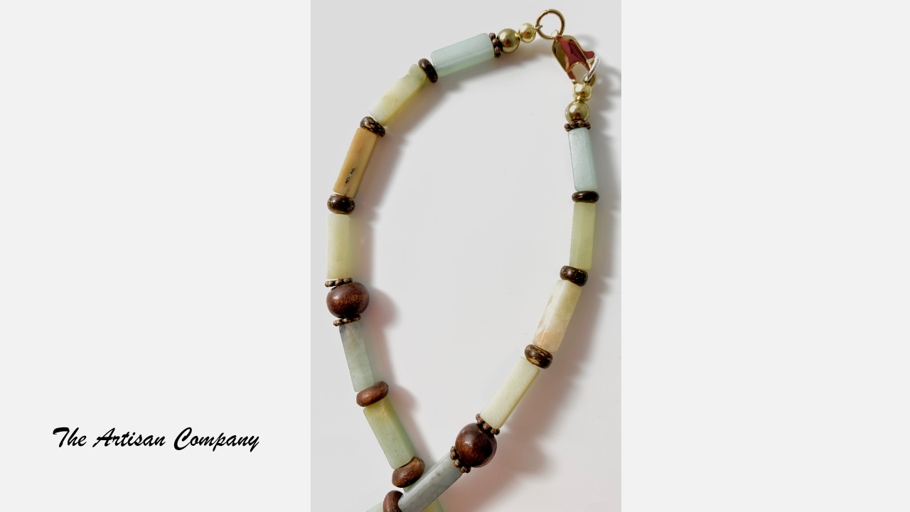 Amazonite Stone & Wood Necklace