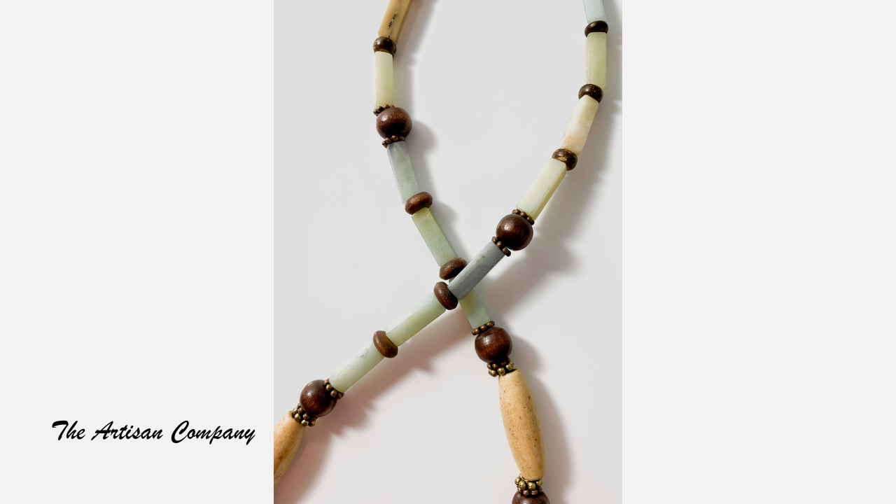 Amazonite Stone & Wood Necklace