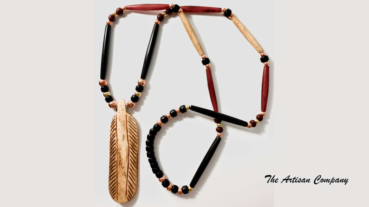Large Bone Feather Southwest Necklace