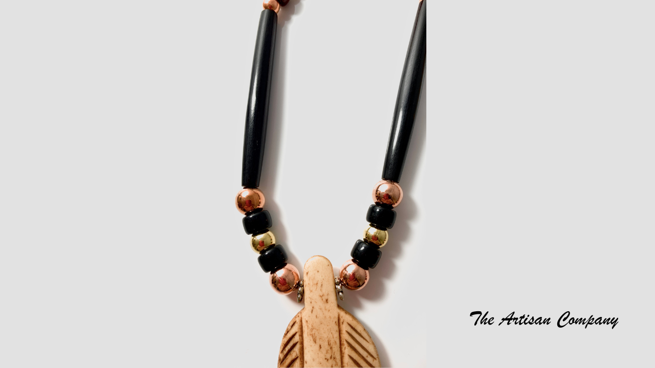 Large Bone Feather Southwest Necklace