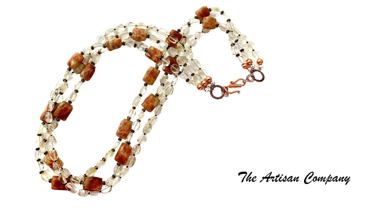 Sun Stone & Citrine Crystal Quartz Necklace