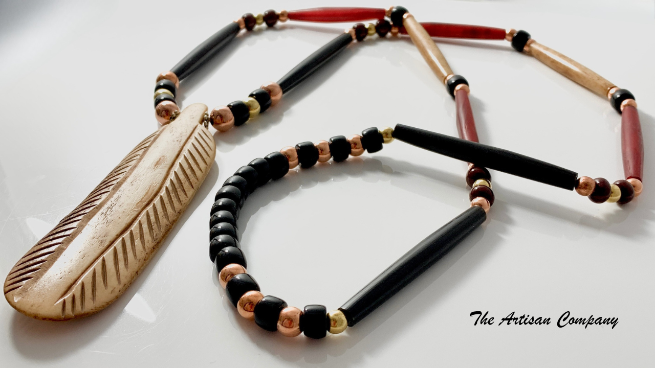 Large Bone Feather Southwest Necklace