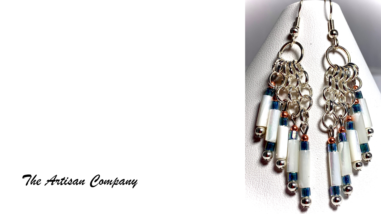 Cascading White Wampum Shell Earrings