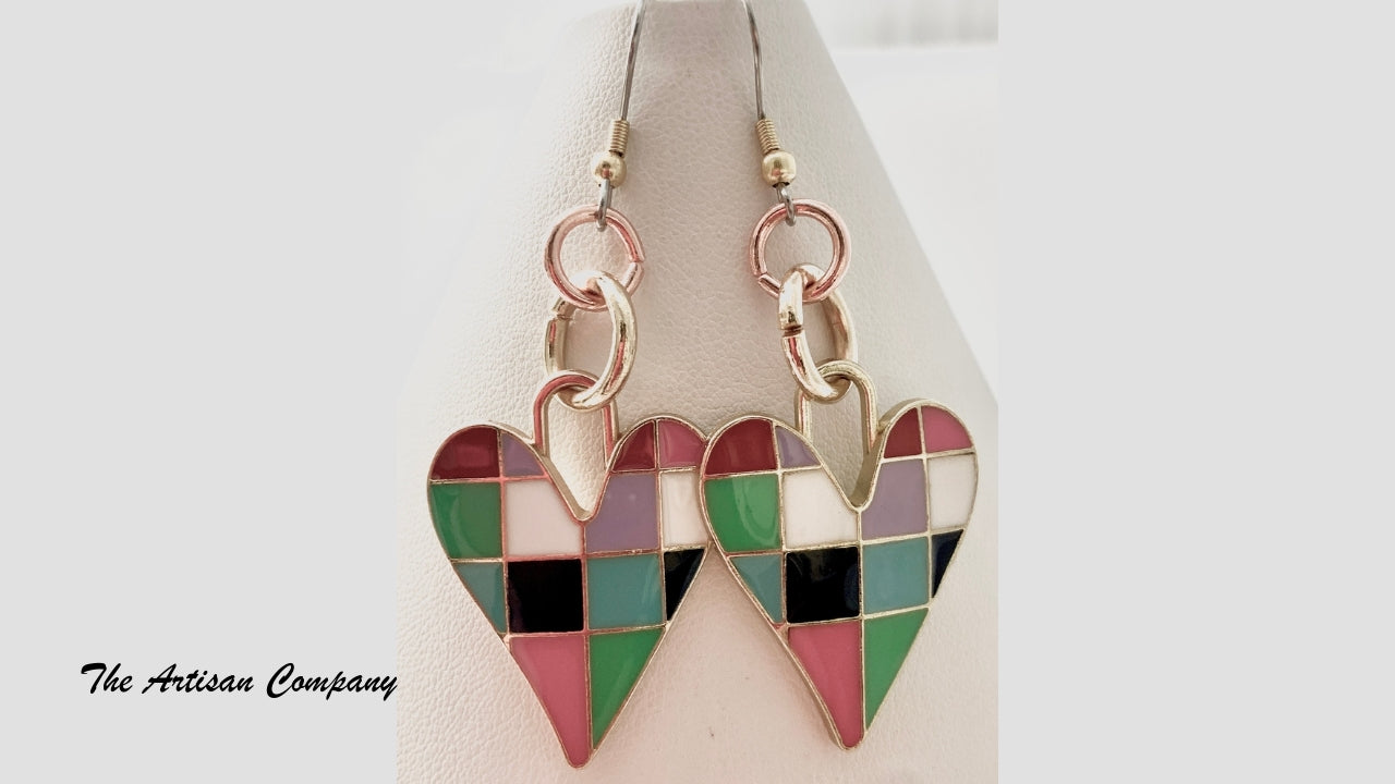 Checkerboard Heart Earrings