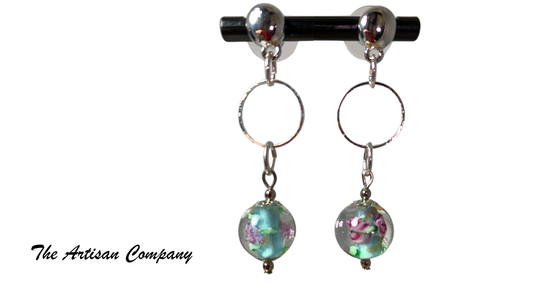 Rose Lampwork Bead Earrings