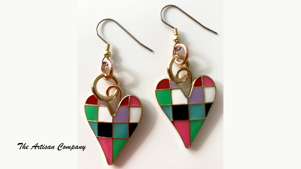Checkerboard Heart Earrings