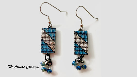 Diagonal Stripe Cubic Zirconia Earrings