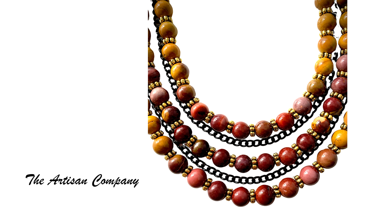 3 Strand Mookaite Necklace with Earrings