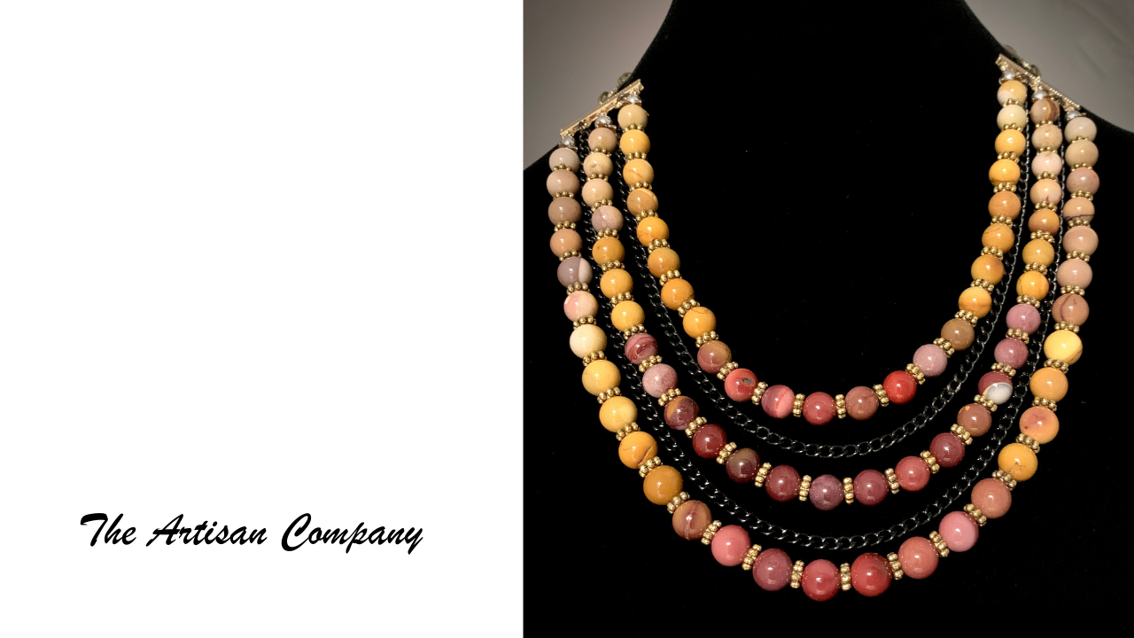 3 Strand Mookaite Necklace with Earrings