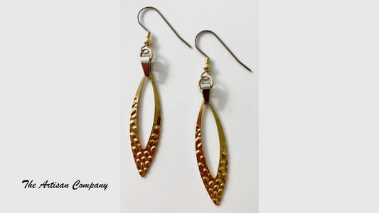 Hammered Gold Marque Ear Rings