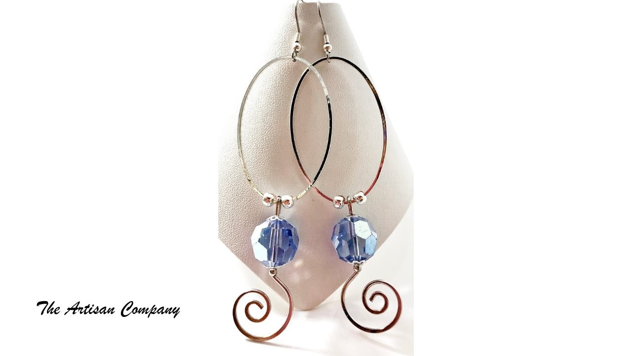 Hoop and Cut Glass with Spiral Earrings