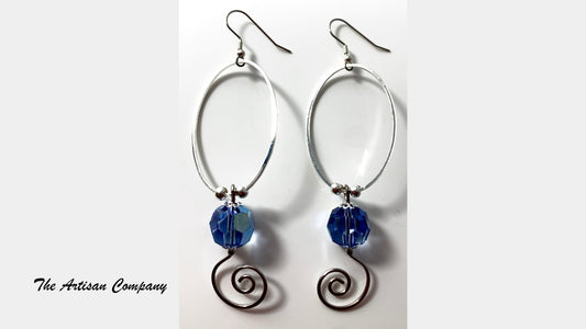 Hoop and Cut Glass with Spiral Earrings