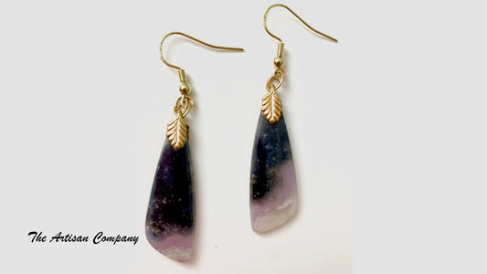 Purple Moss Agate Stone Earrings