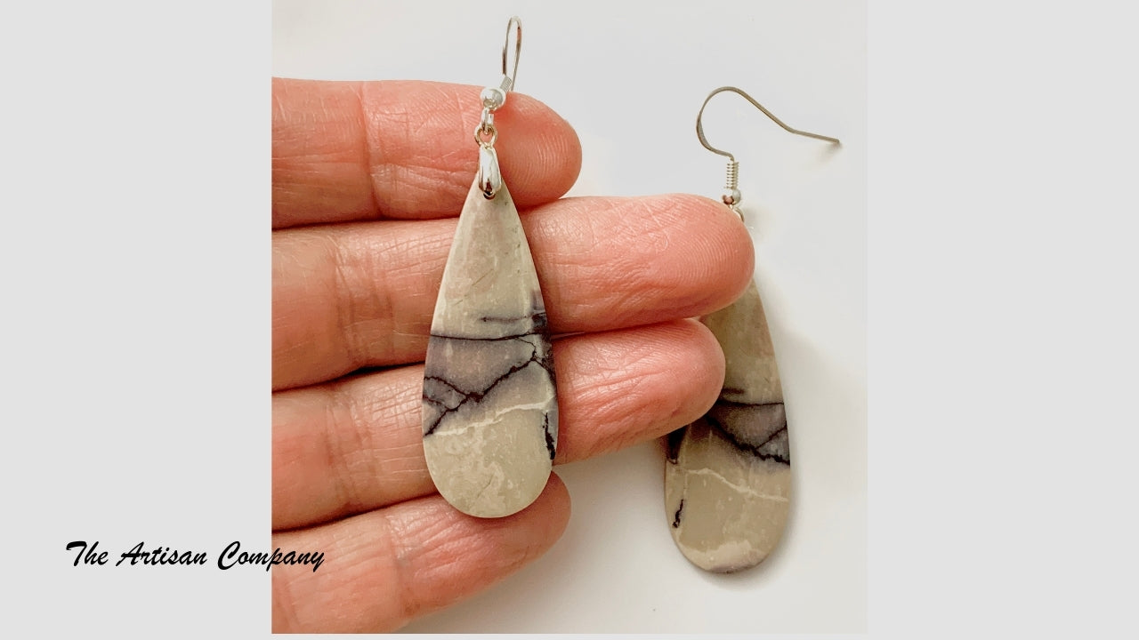 Sci-fi Jasper Stone Slab Earrings - Mexico