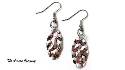 Silver Wavy Oval Earrings