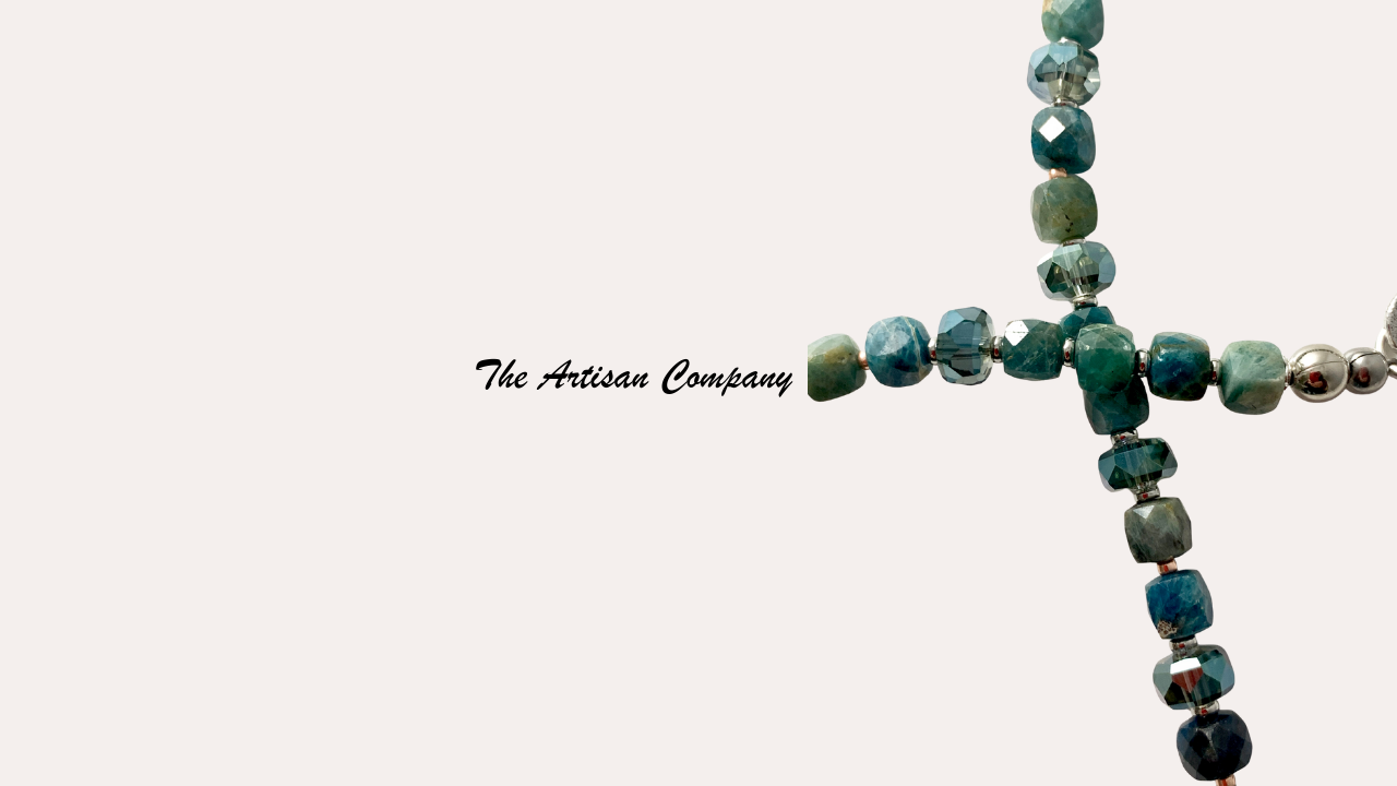 Blue Apatite Stone and Cut Glass Necklace with Earrings