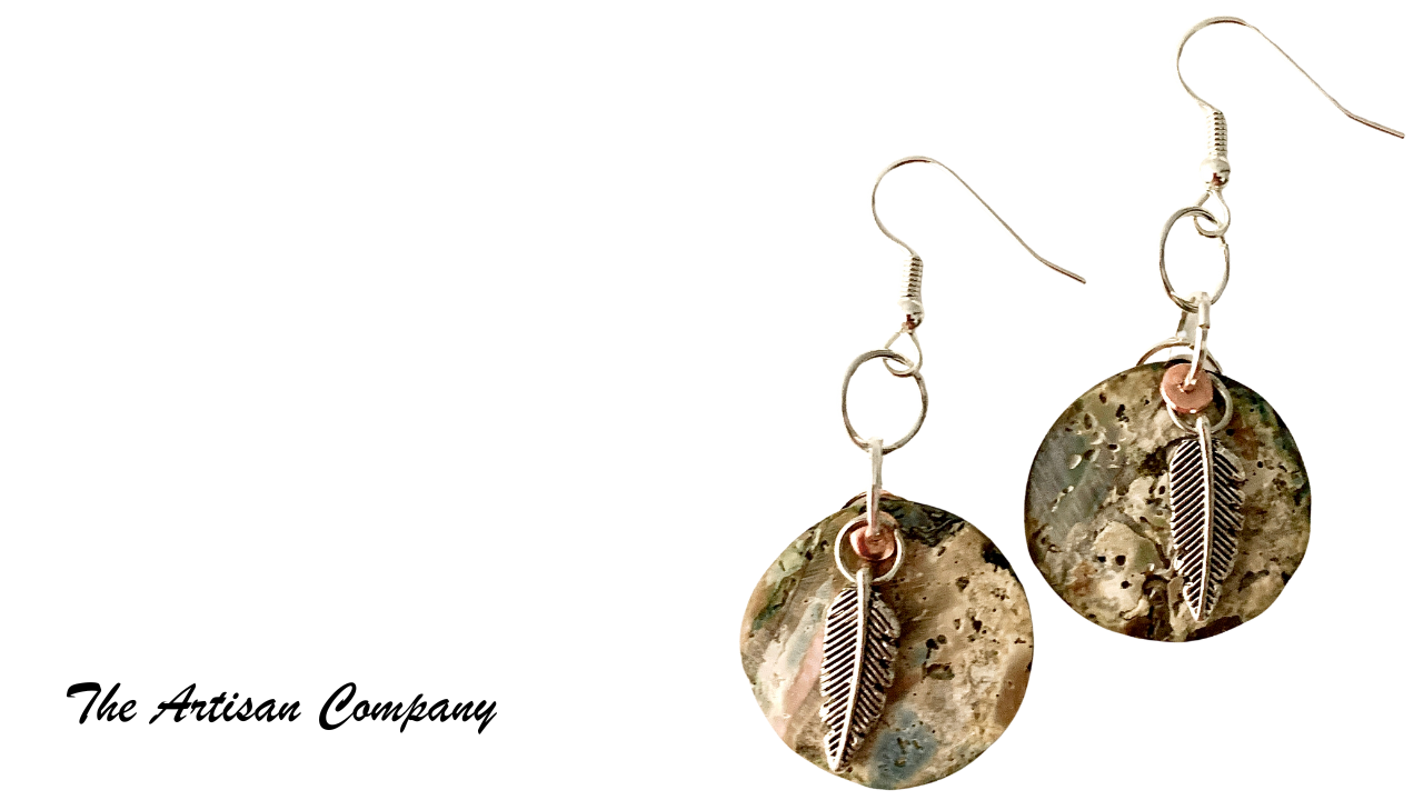 Abalone Shell Earrings with Feather