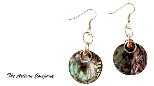 Abalone Shell Earrings with Feather