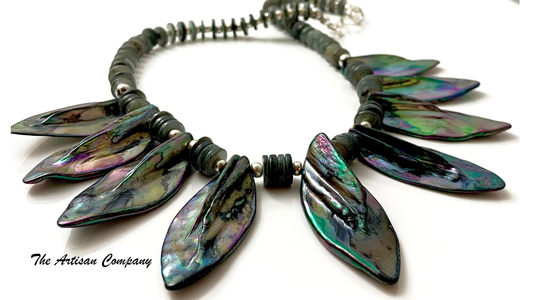 Abalone Shell Fan Necklace with Earrings