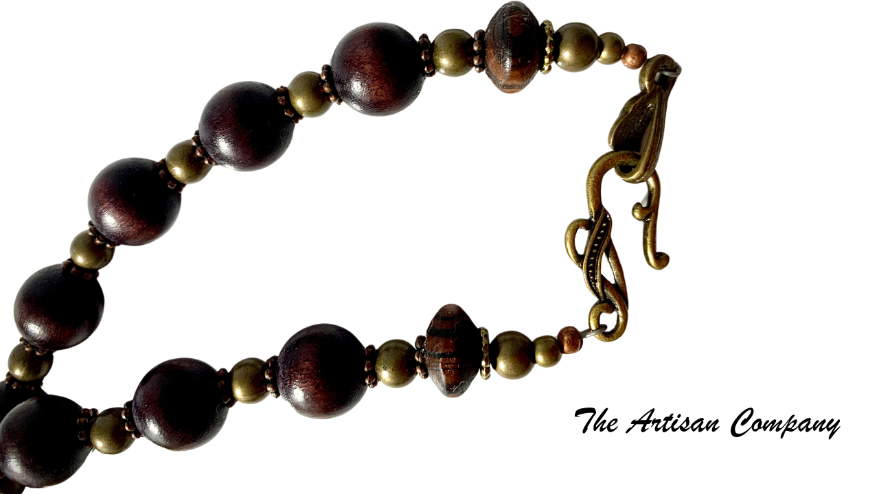 Agate Stone with Woven Brass Ball Necklace