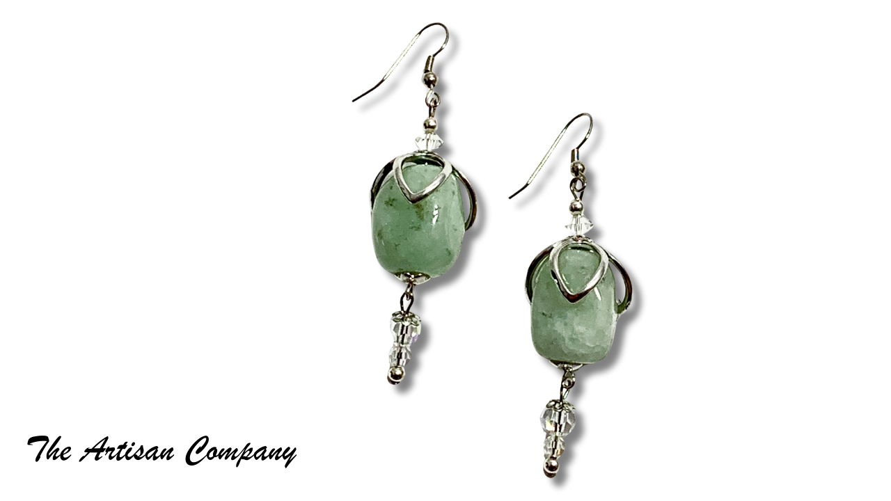 Amazonite Stone and Pewter Earrings