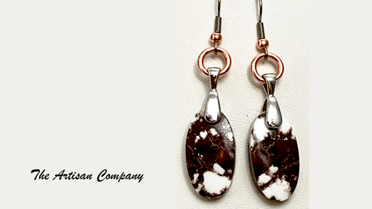 Arizona Wild Horse Stone Oval Slab Earrings