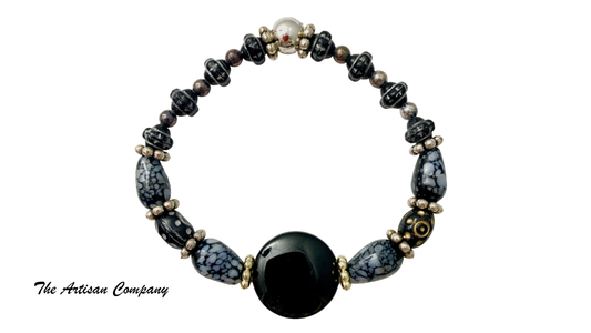 Black Disc Stretch Bracelet