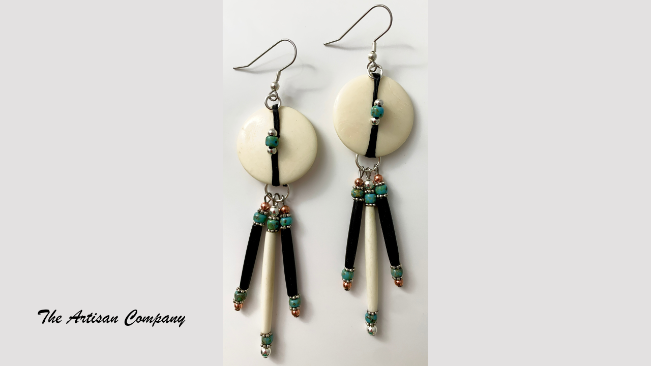 Black & White Bone Southwest Earrings