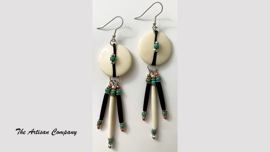 Black & White Bone Southwest Earrings