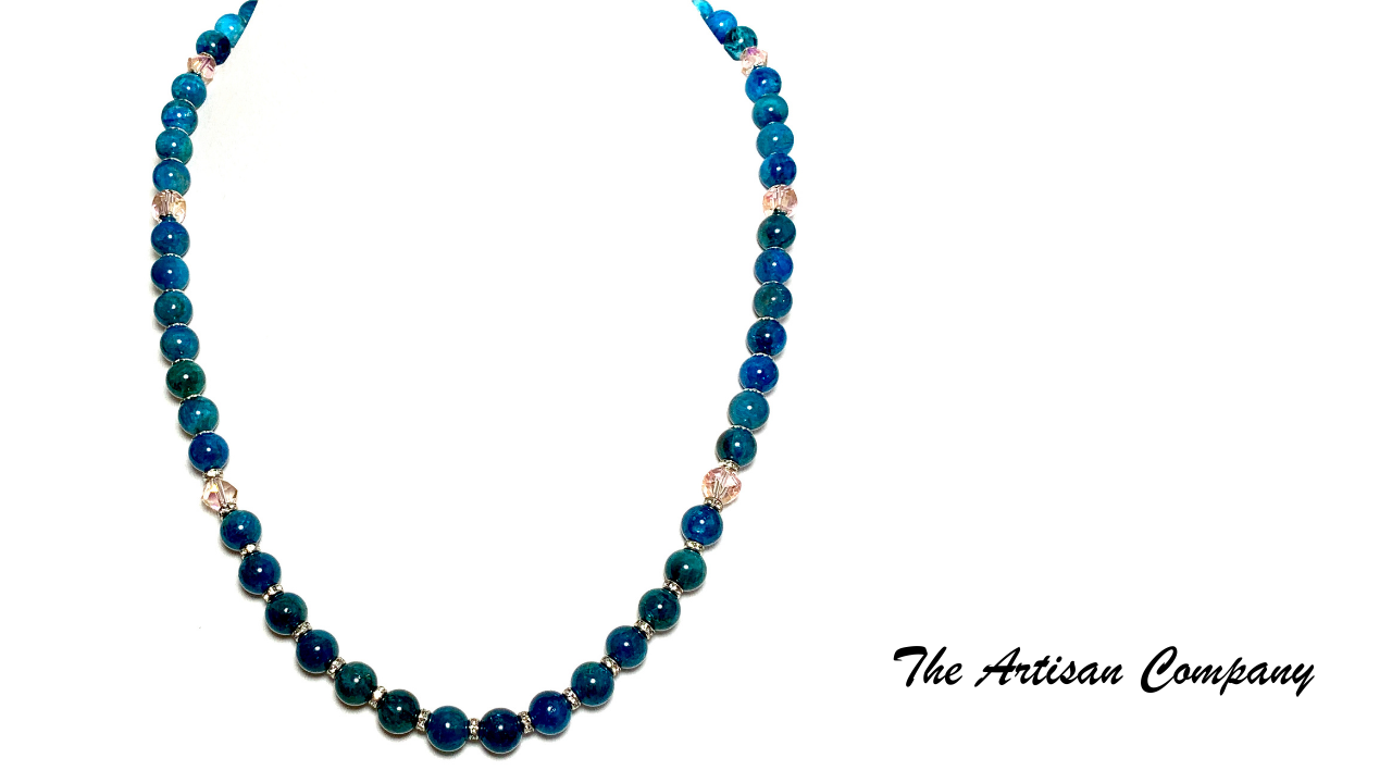 Blue Apatite Stone Necklace with Earrings