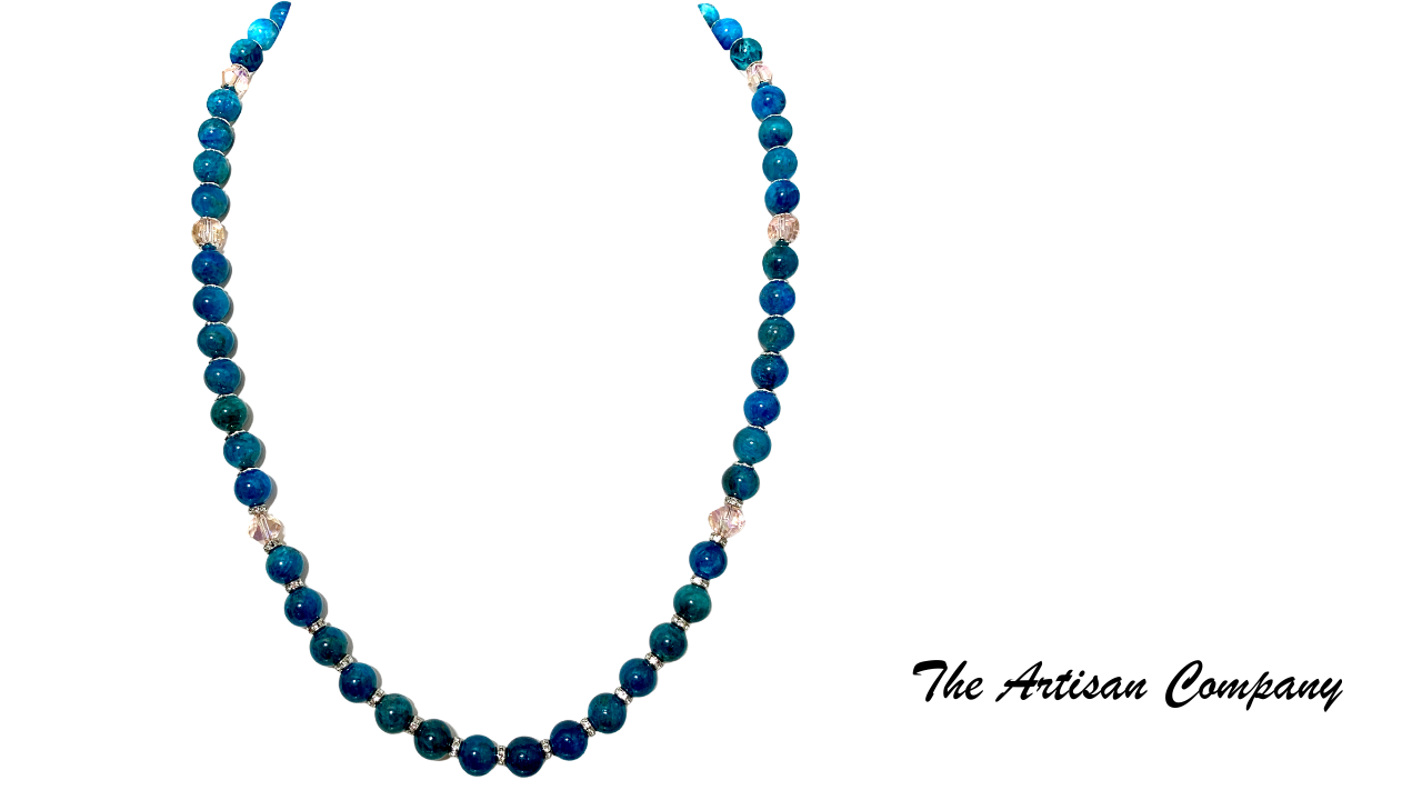 Blue Apatite Stone Necklace with Earrings