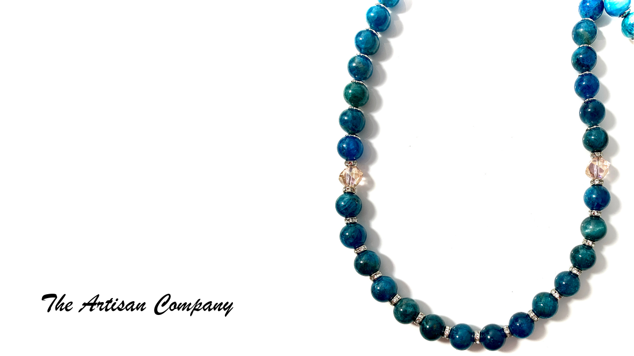 Blue Apatite Stone Necklace with Earrings