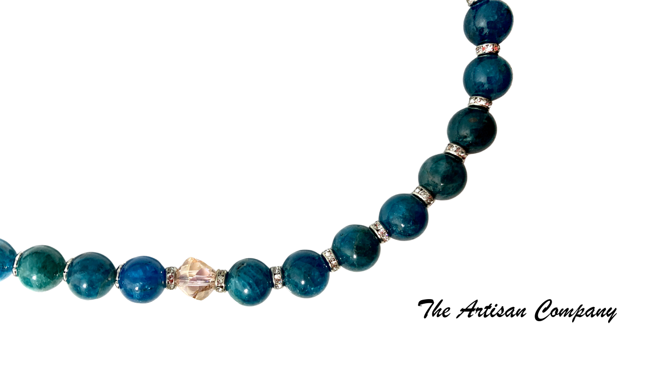 Blue Apatite Stone Necklace with Earrings