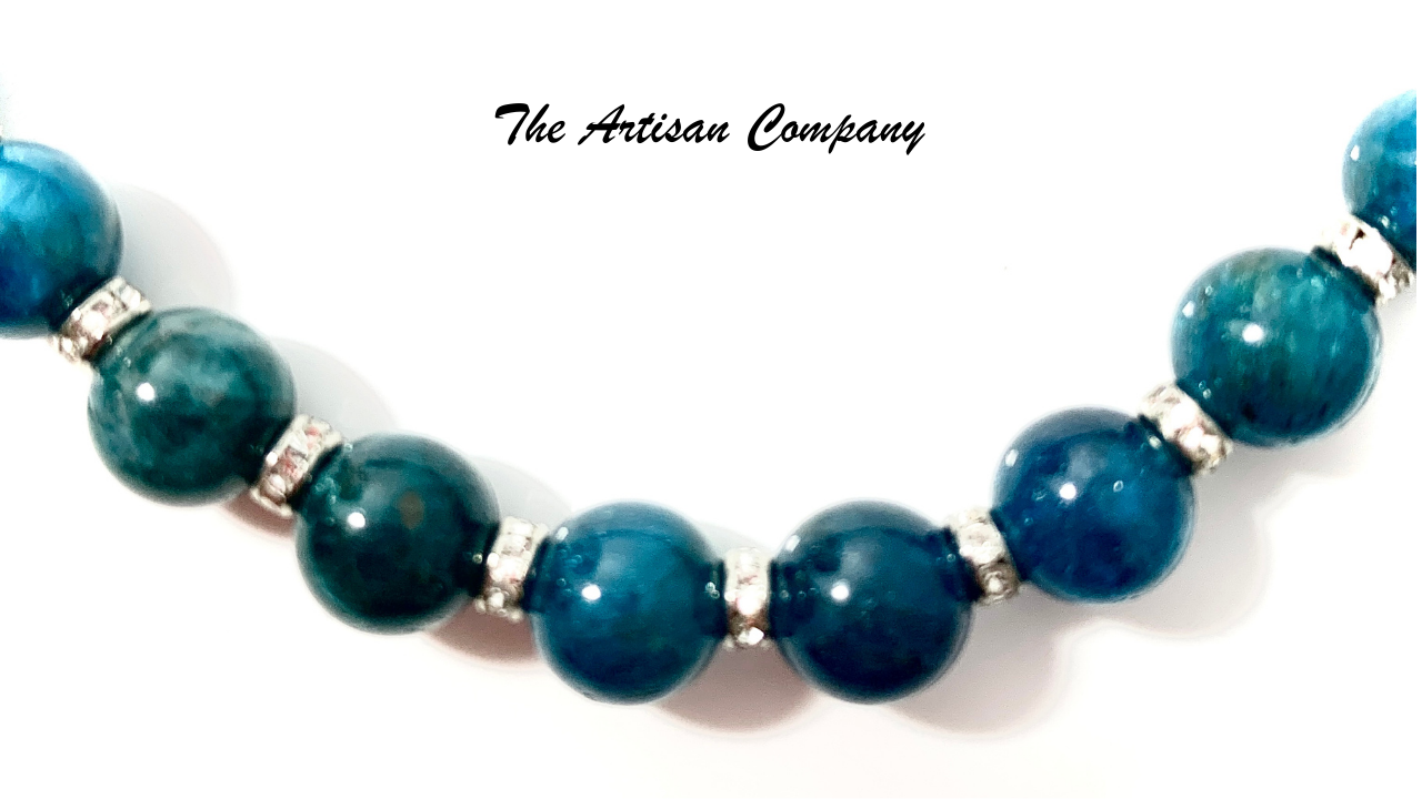 Blue Apatite Stone Necklace with Earrings