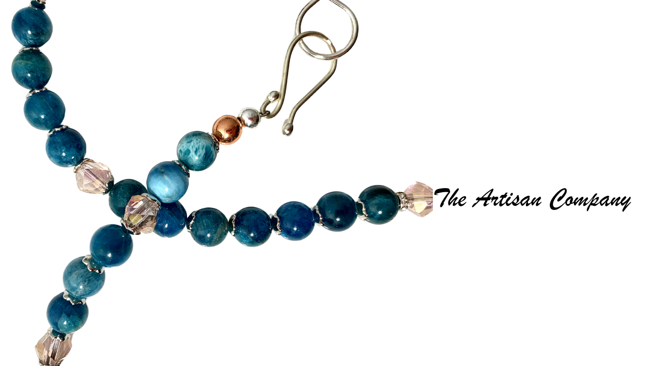 Blue Apatite Stone Necklace with Earrings