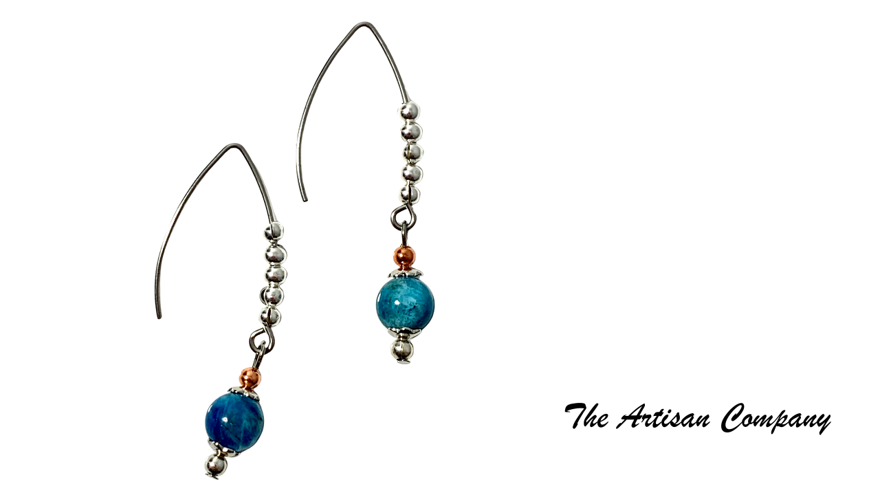 Blue Apatite Stone Necklace with Earrings