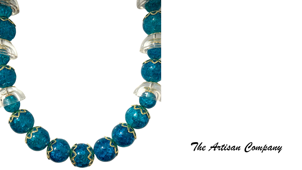 Blue Crackle Glass & Acrylic Necklace