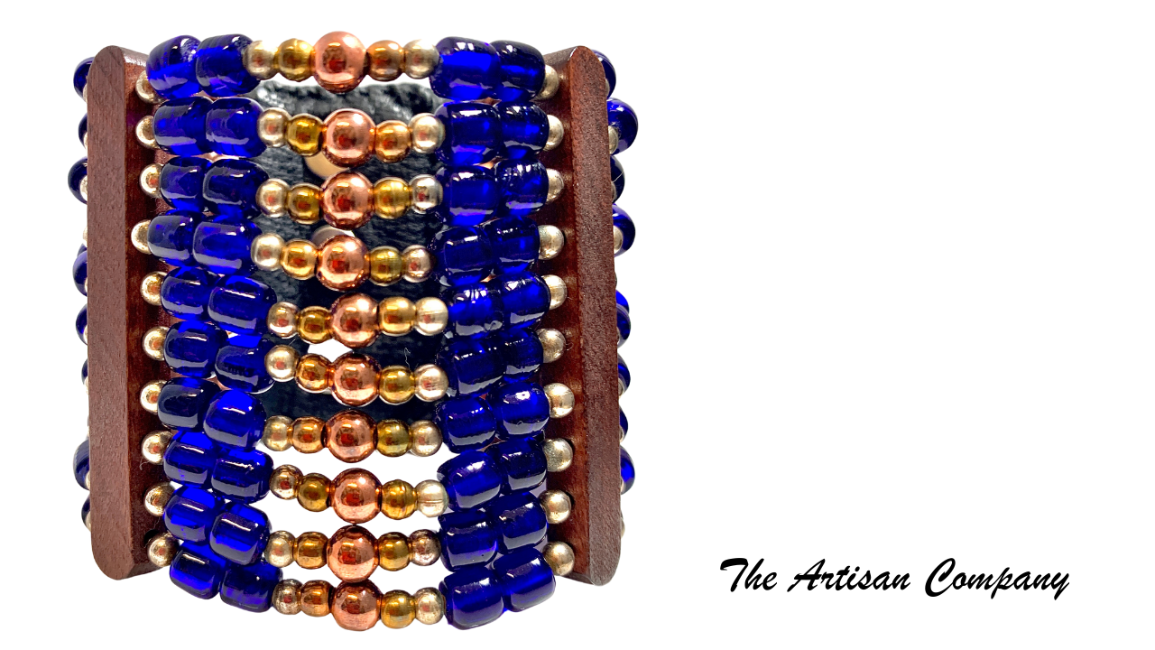 10 Strand Cobalt Blue Trade Bead Bracelet