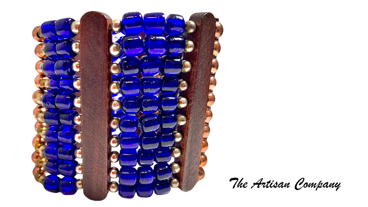 10 Strand Cobalt Blue Trade Bead Bracelet