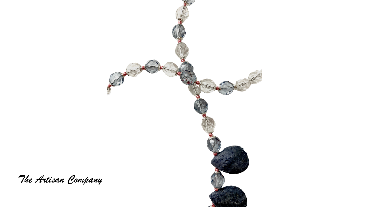 Blue Teardrop Sponge Coral Necklace w/ Earrings