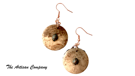 Antiqued Bone Button Earrings