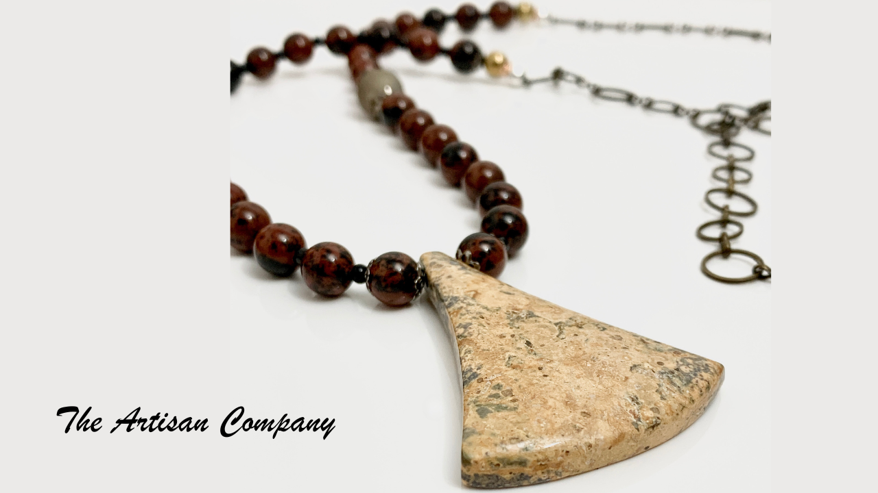 Brecciated Red Jasper and Sandy Jasper Stone Necklace