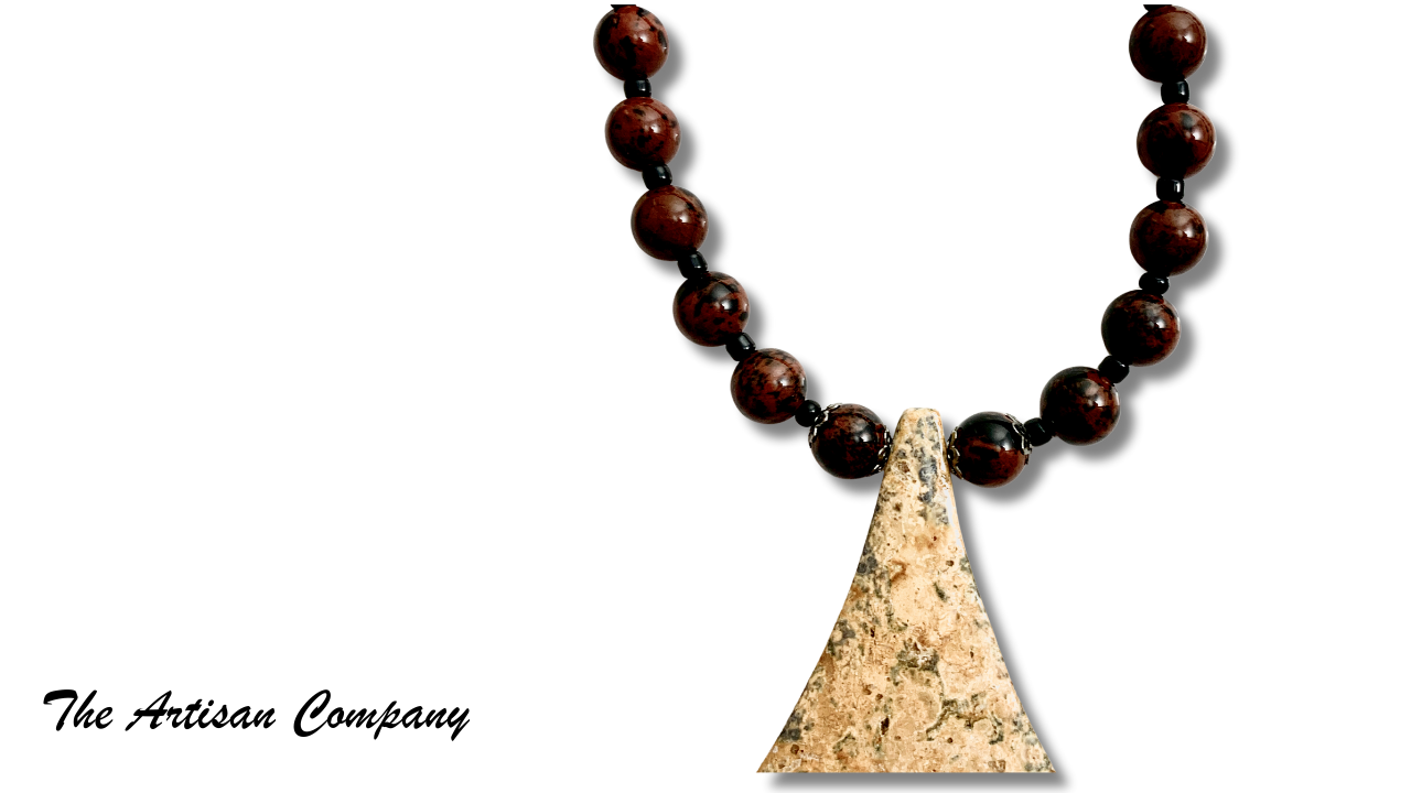 Brecciated Red Jasper and Sandy Jasper Stone Necklace