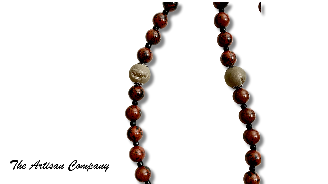 Brecciated Red Jasper and Sandy Jasper Stone Necklace