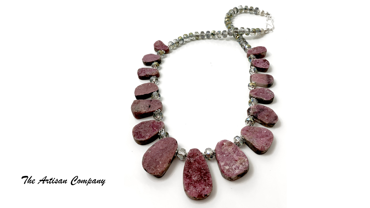 Cobalto Calcite Stone Drop Necklace #1